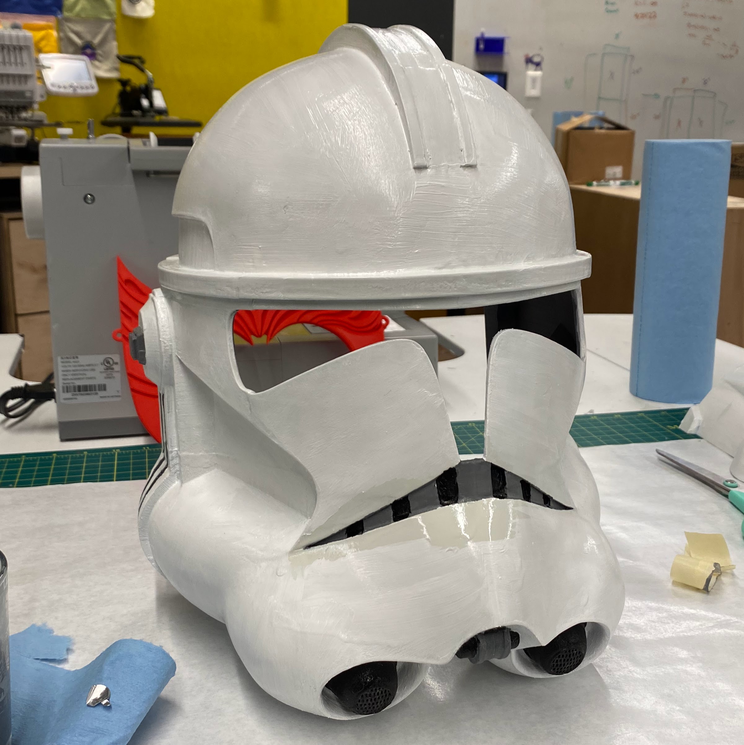 Primed Helmet with White Base Coat